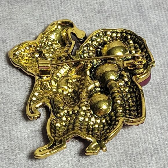 Austrian Crystal Christmas Mouse Brooch - Picture 6 of 10